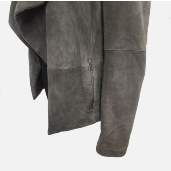 Joie Olivine Goat Suede Jacket Olive Green Gray Medium Drape Open Front - Picture 4 of 10